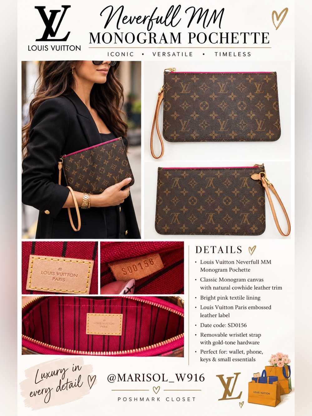 Louis Vuitton Neverfull MM Monogram Pochette